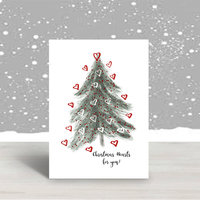 Printable Christmas tree with lots of hearts.