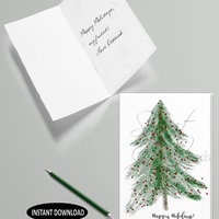 A printable Christmas greeting card wishing Happy Holidays