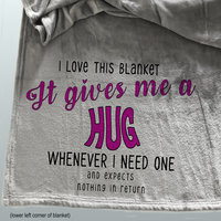 Funny personalized throw blanket gift for a single.  A hug for whenever they need one!