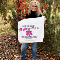 Funny personalized throw blanket gift for a single.  A hug for whenever they need one!