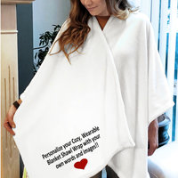 Wearable Cozy Shawl Blanket Wrap, fleece lounging shawl, personalized with a message, bridesmaid and Mom gift