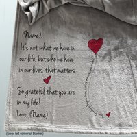 Personalized throw blanket for a friend, a message of friendship, love and shared memories.