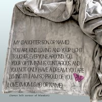 Personalized gift for your daughter or son, Christmas gift from parents, personalized throw for child, living your dream