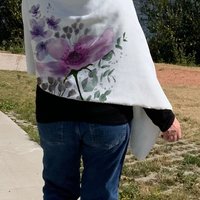 Warm fleece wrap, BLANKET SCARF with original drawing, fleece blanket scarf, fleece wrap with your message, a scarf that will hug