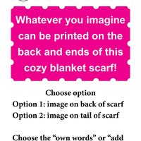 Warm fleece wrap, BLANKET SCARF with original drawing, fleece blanket scarf, fleece wrap with your message, a scarf that will hug