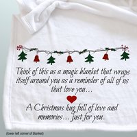 Personalized Cozy Christmas blanket for a friend, sending good wishes for happiness and joy this holiday season
