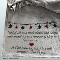 Personalized Cozy Christmas blanket for a friend, sending good wishes for happiness and joy this holiday season