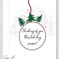 Printable greeting card for Christmas, Thinking of you this holiday, downloadable digital greeting card for Christmas, Holiday Season