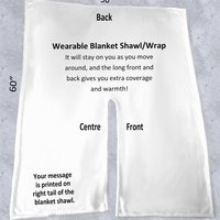 Wearable Cozy Shawl Blanket Wrap, fleece lounging shawl, personalized with a message, bridesmaid and Mom gift