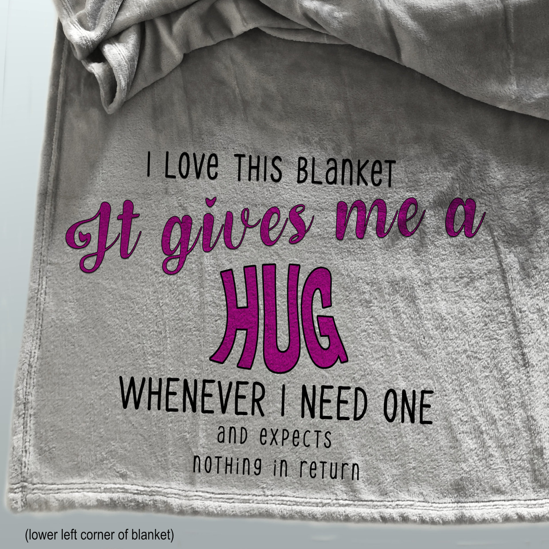 Funny personalized throw blanket gift for a single.  A hug for whenever they need one!