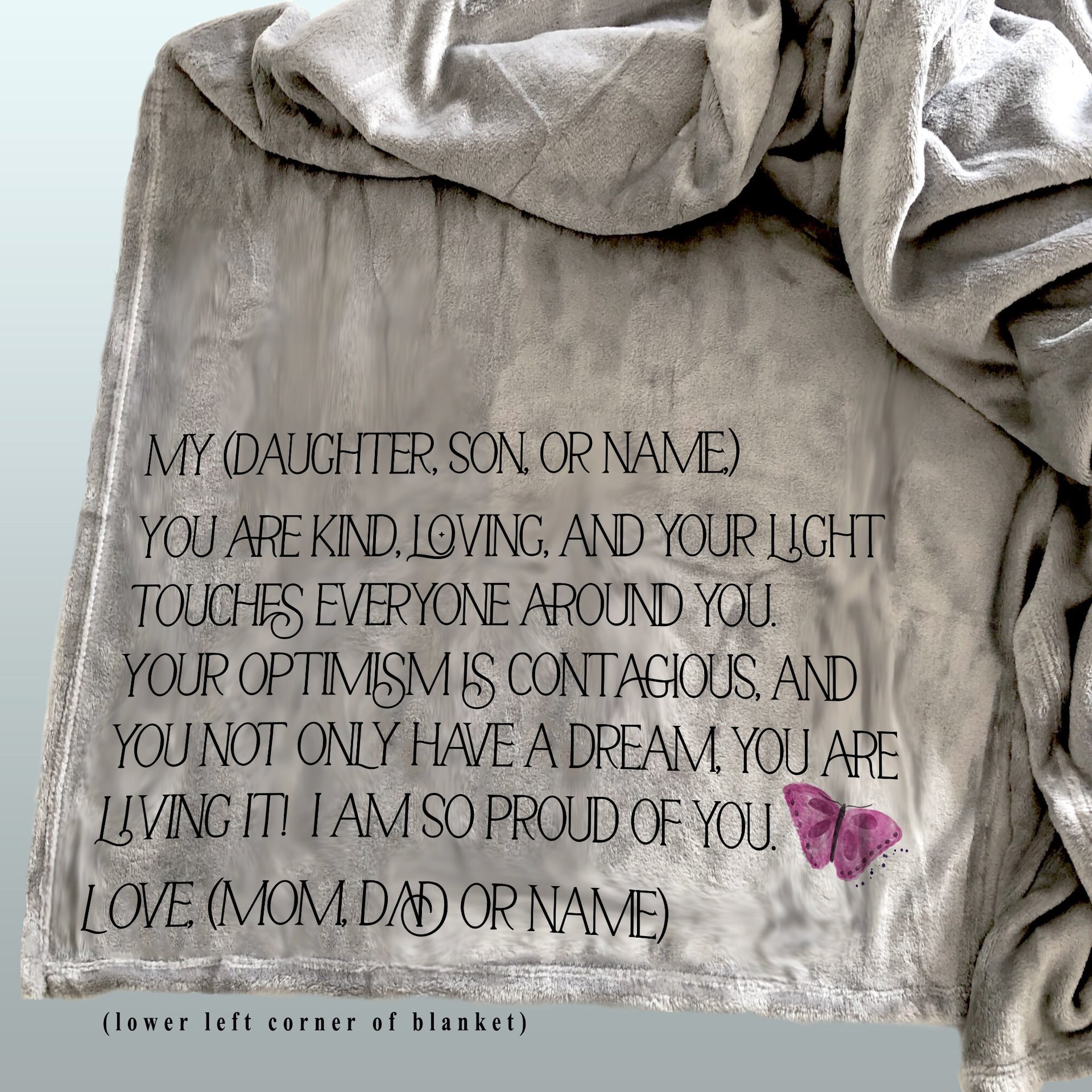 Personalized gift for your daughter or son, Christmas gift from parents, personalized throw for child, living your dream