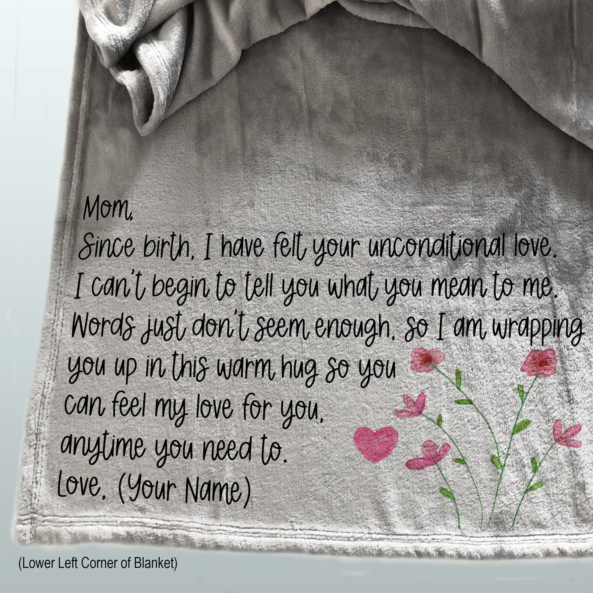 Personalized Gift for Mom, Mother's Day Blanket, a thank you hug blanket for Mom