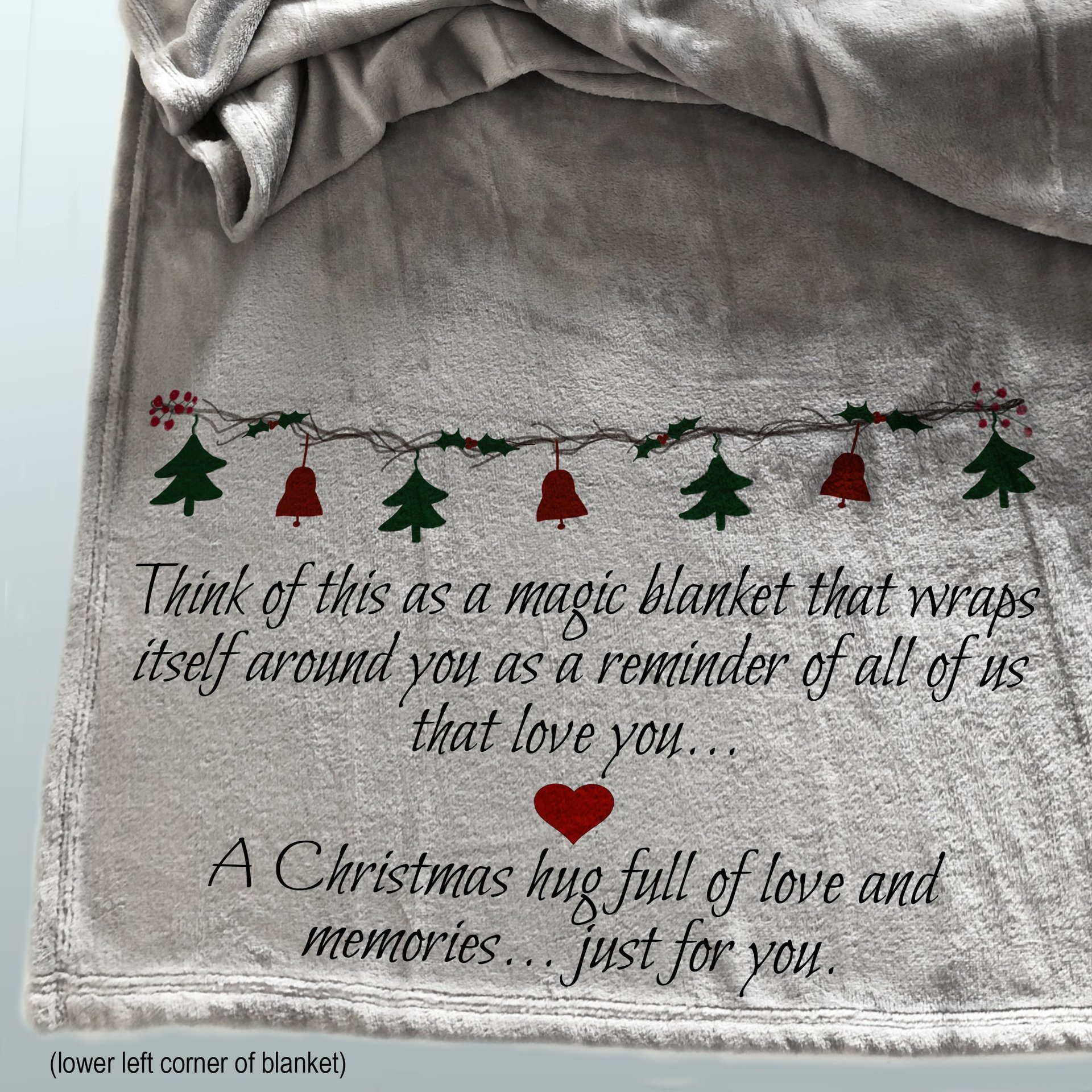 Personalized Cozy Christmas blanket for a friend, sending good wishes for happiness and joy this holiday season