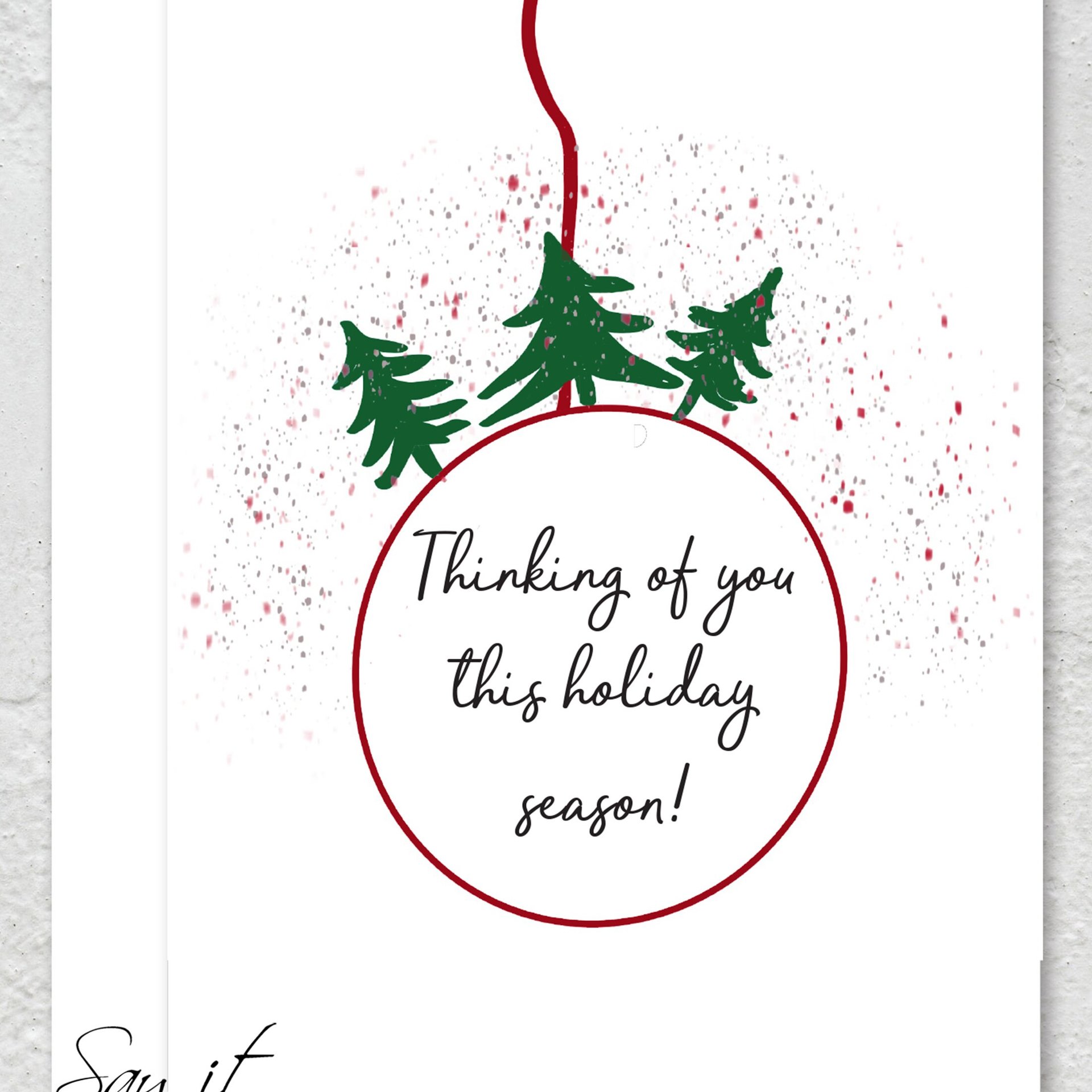 Printable greeting card for Christmas, Thinking of you this holiday, downloadable digital greeting card for Christmas, Holiday Season