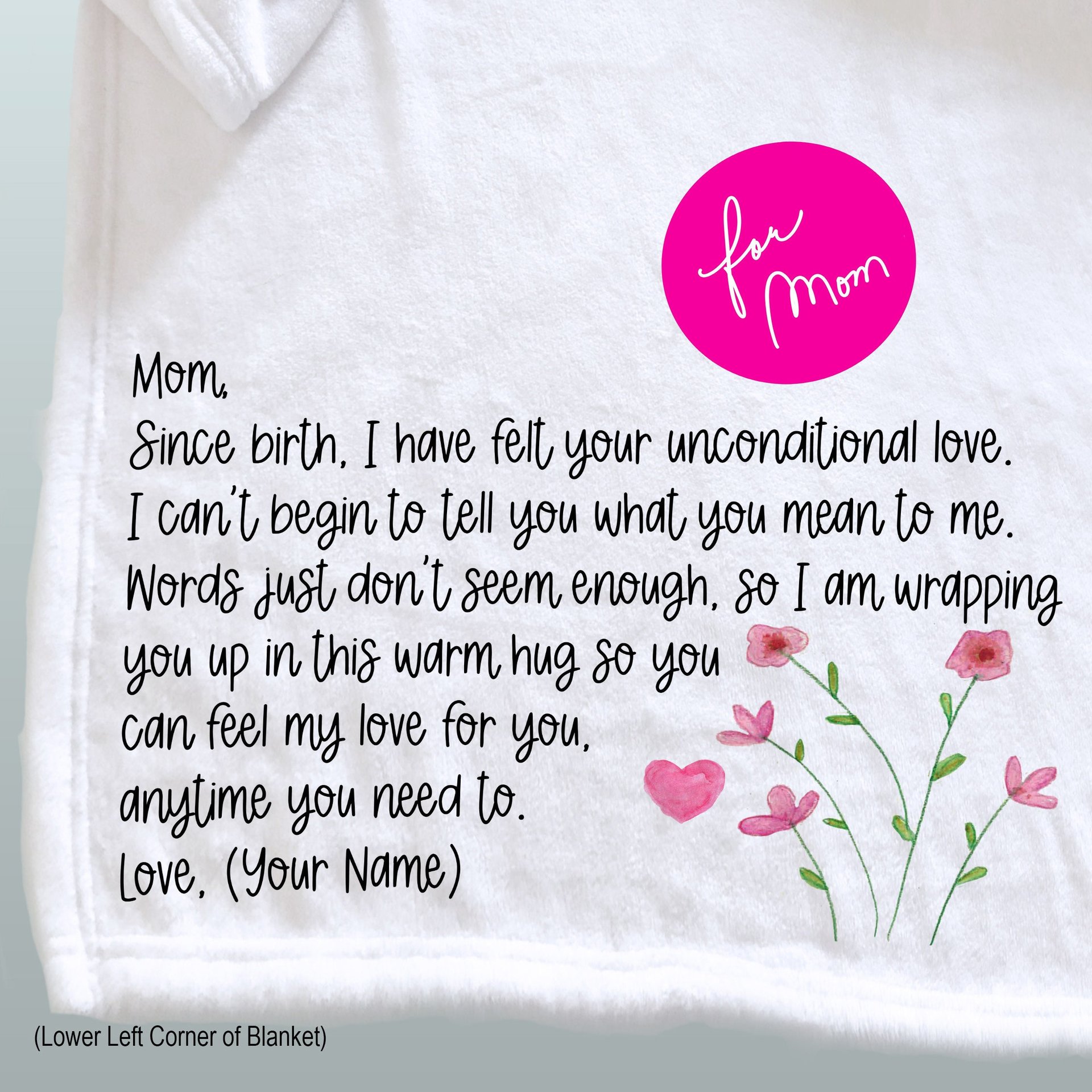 Personalized Gift for Mom, Mother's Day Blanket, a thank you hug blanket for Mom