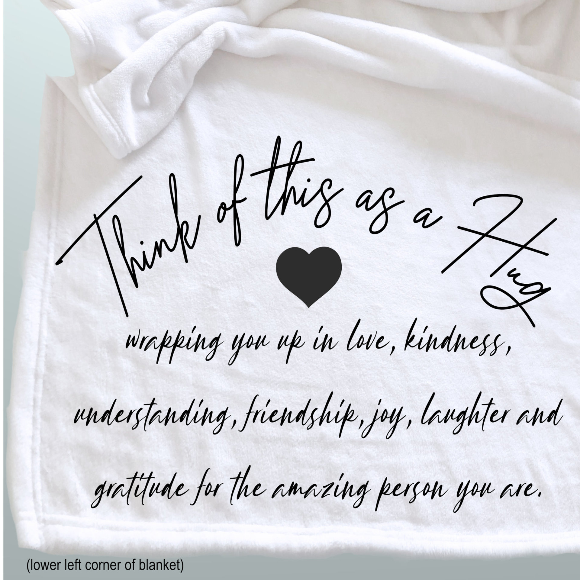 A gift of gratitude and hugs on a cozy fleece blanket for friends.