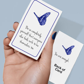 You Are Enough Digital inspiring affirmation cards for self-care, to encourage you or someone special that they are enough with blue butterfly