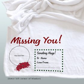 Personalized Christmas Photo Throw Blanket, Gift with Photo, Missing You and Sending Hugs