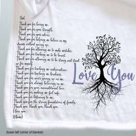A personalized cozy throw blanket for Dad, a thank you gift for Dad, Father's Day gift.