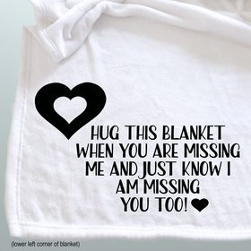 Custom fleece throw blanket with message sending hugs.