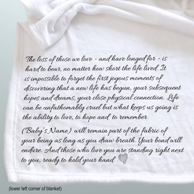 Personalized  throw blanket, miscarriage, still born, loss of child, gift for grieving parent, child memorial, sympathy gift, born still