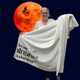 A personalized Halloween Throw Blanket, gift for a friend, funny throw, witch gift, Halloween Blanket