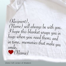 Personalized Sympathy Throw Blanket, sympathy blanket to wrap the person grieving in