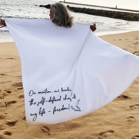 Personalized travel blanket to celebrate leaving the everyday behind and enjoying your vacation.