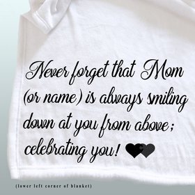 Personalized Sympathy Throw Blanket, blanket of comfort, memorial blanket, gift of sympathy, never forget someone is smiling down on you