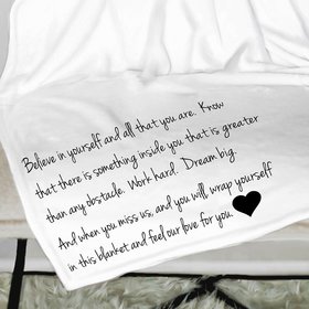 Personalized custom throw blanket for someone going to college, back to school, dorm gift, beginning a new adventure 