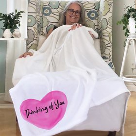 Thinking of you, a bright and cheerful personalized throw blanket,  personalized Gift, Cozy fleece blanket