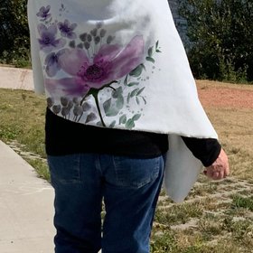 Warm fleece wrap, BLANKET SCARF with original drawing, fleece blanket scarf, fleece wrap with your message, a scarf that will hug