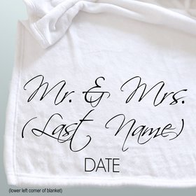 Personalized wedding gift, wedding keepsake cozy fleece throw blanket personalized with Mr & Mrs plus wedding date.