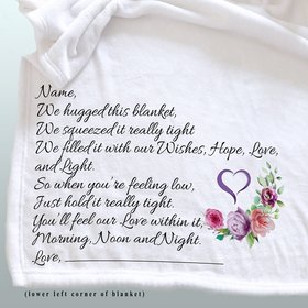 Personalized throw blanket, we hugged this blanket tight with hand drawn flowers, personalized Mother's Day gift