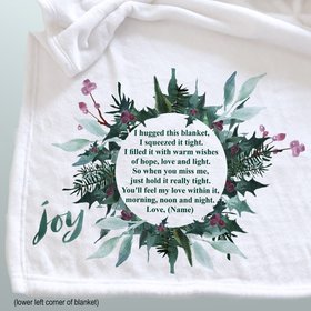 I hugged this blanket tight for Christmas, Christmas blanket, missing you, Christmas Joy and Holly