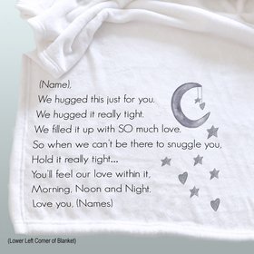 We hugged this blanket tight for child, personalized fleece blanket for child, gift for grandson, granddaughter, niece, nephew, snuggle gift