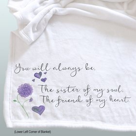 Personalized throw blanket, gift for a friend, sister of my soul, best friend gift, cozy fleece blanket with a message