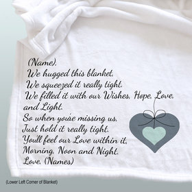 We hugged this blanket tight, personalized cozy fleece throw blanket for family or friends, with green hearts
