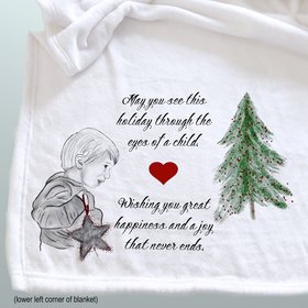 Christmas throw blanket personalized for a friend, sending good wishes of happiness and joy for the holiday season