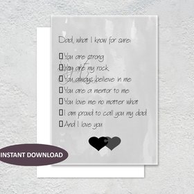 Digital greeting card, card for a your Dad, what I know for sure about my Dad, a Christmas card for Dad, or father's day card