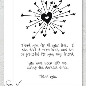 Printable thank you greeting card, a greeting card to say thank you to the friend that has been with you when you needed them the most.
