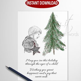A Christmas card to download and print, a printable Christmas card sending good wishes for the holidays