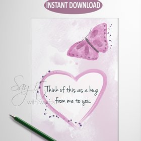 Downloadable Digital Greeting Card, think of this card as a hug from me to you, sending a hug in a card, greeting card hug