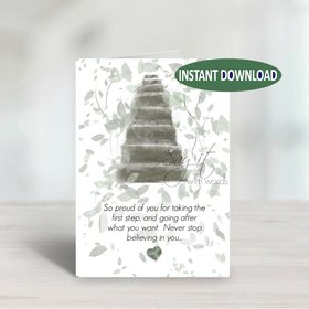 Downloadable Digital Greeting Card, Heart Note, so proud of you, card for beginning a new adventure, believing in dreams, expect the best