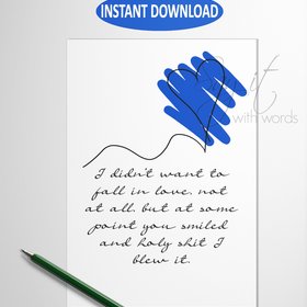 Digital Greeting Card, printable greeting card for someone you are in love with, even though you didn't want to fall in love