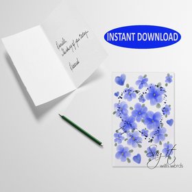 A forget me not printable greeting card, a greeting card for a friend or family member, a reminder of your friendship, a notecard for friend