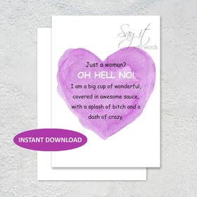 Greeting card for friend, printable greeting card for friend who is a big cup of wonderful, an inspiration card for someone being themselves