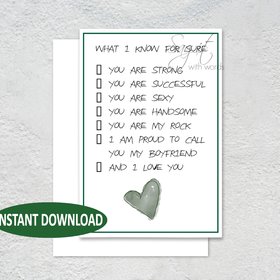 Digital greeting card, card for a your boyfriend, what I know for sure about my boyfriend or fiance, a Valentine's card for your boyfriend