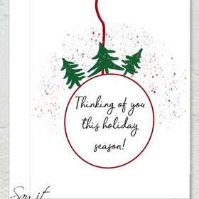 Printable greeting card for Christmas, Thinking of you this holiday, downloadable digital greeting card for Christmas, Holiday Season