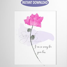 Downloadable Digital Sympathy Card, I am so sorry for your loss, Greeting Card Card, Memorial card, Heart Note